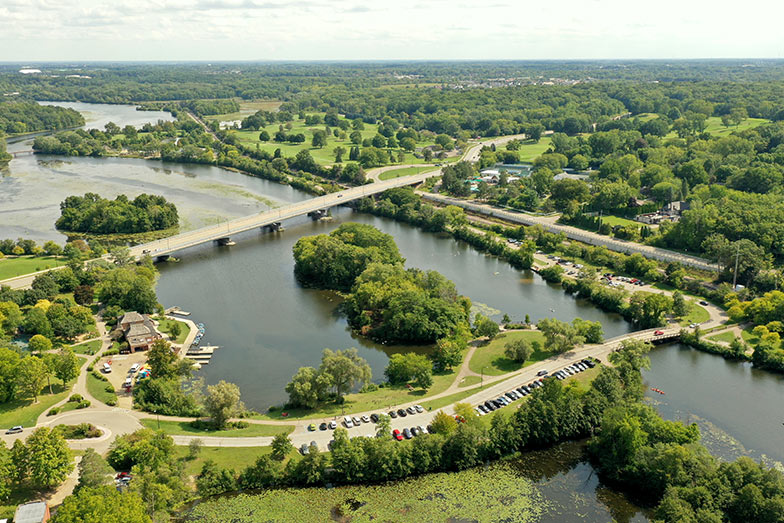 Aerial View Of Gallup Park And Ann Arbor, Michigan