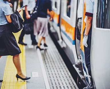 People using trains and departure and arrival images