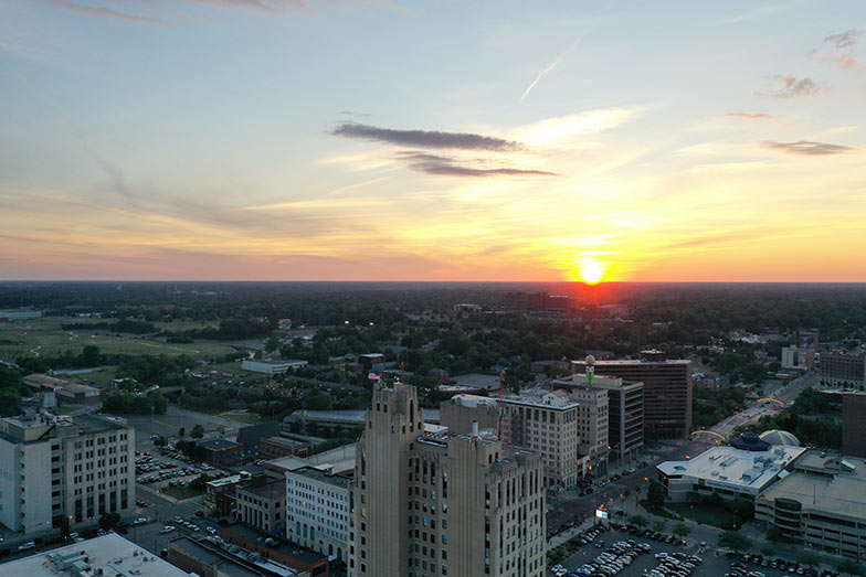 Sunset capturing the City of Flint to the NW