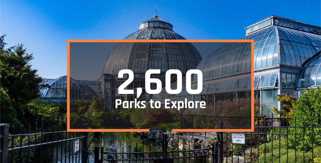 Photo of Belle Isle with text that reads: 2,600 Parks to Explore