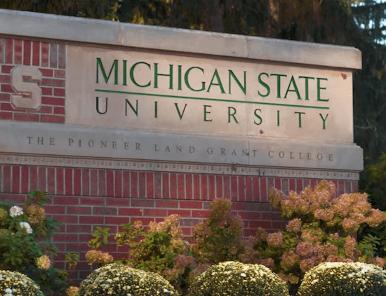 Sign outside Michigan State University