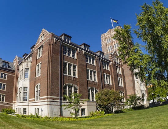 Building flying the University of Michigan flag